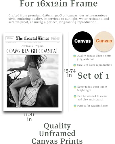 12x16in Cowgirls Go Coastal Unframed Newspaper Wall Art