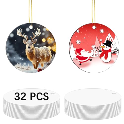 32 pcs Metal Sublimation Ornament Blanks (32 Count)