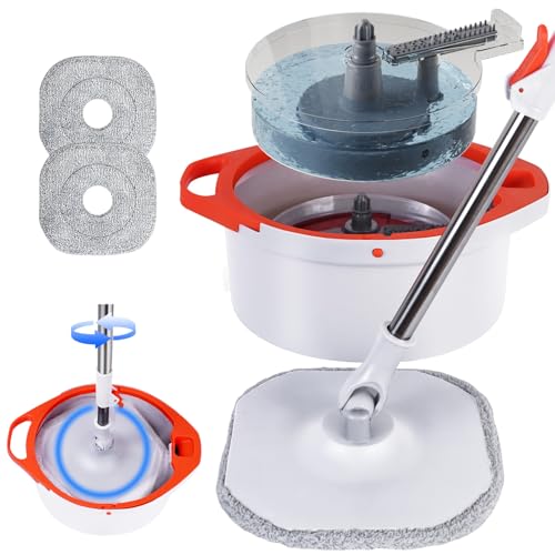 Spin Mop and Bucket Set with Separate Dirty and Clean Water