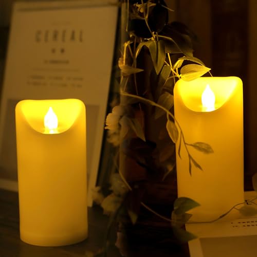 Outdoor Battery Operated Flameless Candles with Remote Timer D3”xH5” 2 PCS (2 Count)
