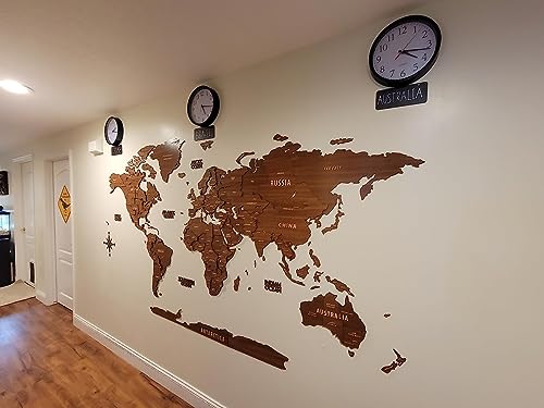 Multilayer 3D Wooden World Map
