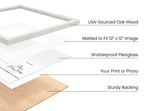 Solid Oak Wood 16”x16” Picture Frames Matted to 12”x12” Set of 4 (4 Count)
