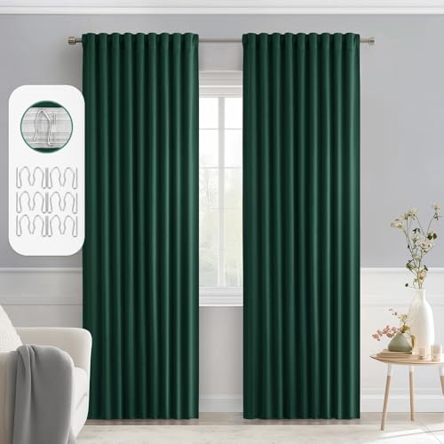 Christmas Hunter Green Back Tab Blackout Curtains 52"x84" 2 Panels (2 Count)