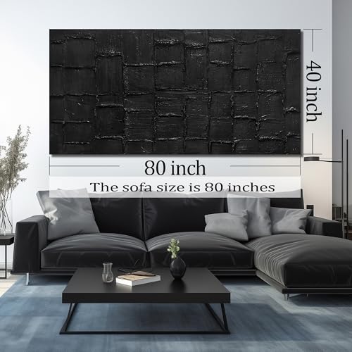 Large Abstract Painting Wall Decor for Living Room Black Canvas Wall Art for Dining Room 3D Wall Art for Office 40 x 80 Inch