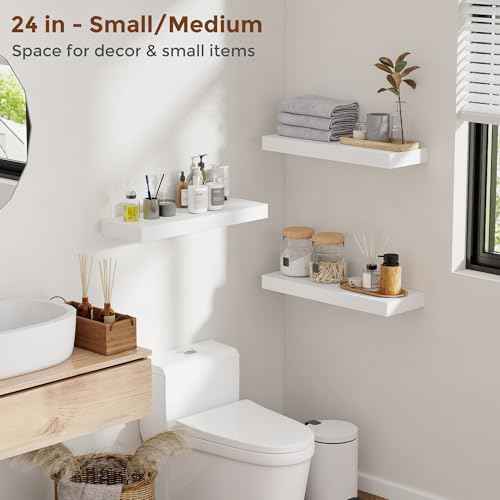 36 Inch Floating Shelves for Wall 8 Inch Deep White Shelves Set of 2 (2 Count)