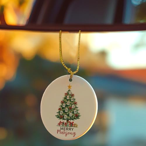 Classic Red Bow Mahjong Christmas Tree Ceramic Ornament Gifts