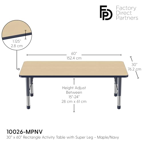 FDP 30" x 60" Rectangle Table with Chunky Legs