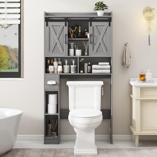 Over The Toilet Storage Cabinet with Sliding Doors