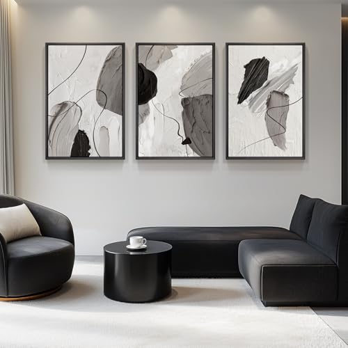 Large Framed Modern Abstract Wall Art for Living Room (3 Count)