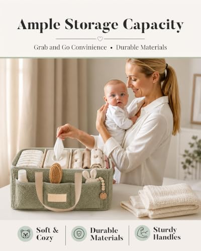 Baby Diaper Caddy Organizer with Portable Changing Mat