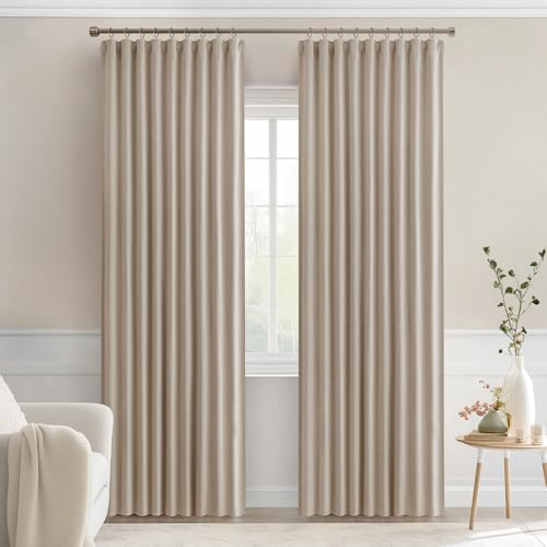 Taupe Back Tab Blackout Curtains 52x90 Inch Long 2 Panels Set (2 Count)