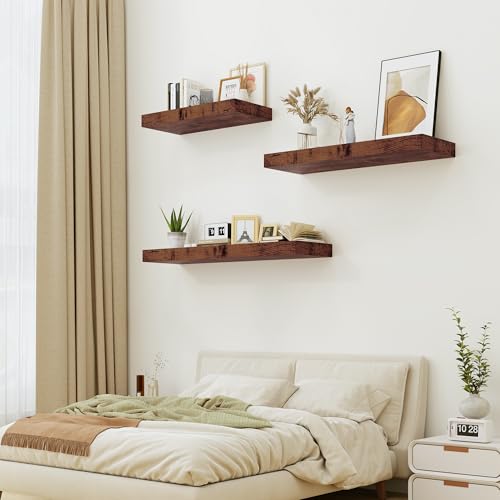 12" Deep Rustic Brown Floating Shelves