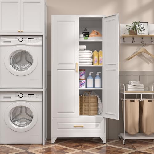 75" Metal Storage Cabinet with Doors and 3 Adjustable Shelves