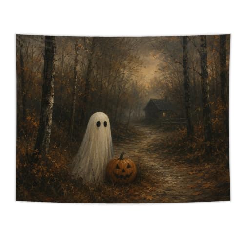 Fall Halloween Ghost Pumpkin Tapestry 50x60 Inches