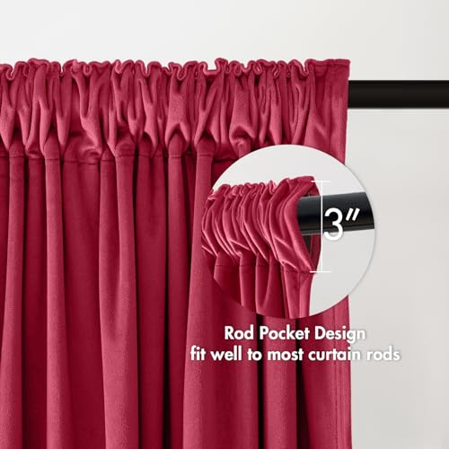 Berry Blackout Velvet Curtains Drapes 108 Inch Long 52"x108" Bedroom (2 Count)