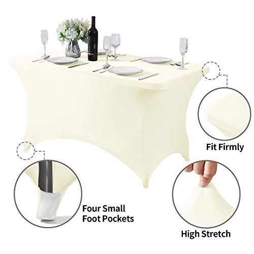 Spandex Table Cover for 4FT or 6ft or 8ft Table Universal Fitted Stretch Tablecloth for Party