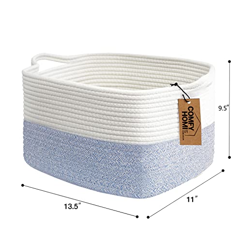 Cotton Rope Woven Basket with Handles for Shelves