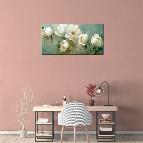 Blooming White Flowers Plants Wall Art Decor Artwork for Bedroom