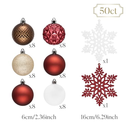 50ct Christmas Tree Decorations Ball Ornaments 2.36 Inches (50 Count)