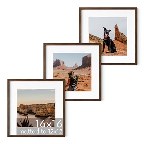 Walnut Square Frames Set of 3 (3 Count)