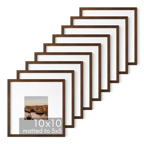 Walnut Oak Wood 10x10 Picture Frames (9 Count)