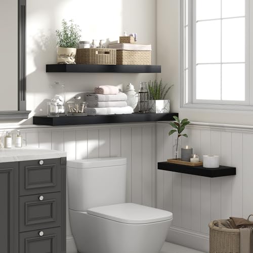 Floating Shelves 35.7" W x 10.3" D Black Set of 1