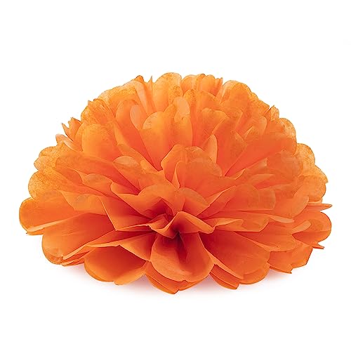 Orange Navy Blue Tissue Paper Pom Poms Party Decorations Paper Flowers (18 Count)