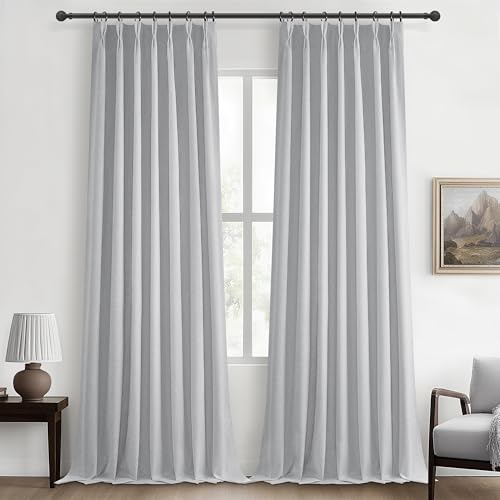 Light Grey Blackout Curtains 108 Inch Long for Living Room (2 Count)