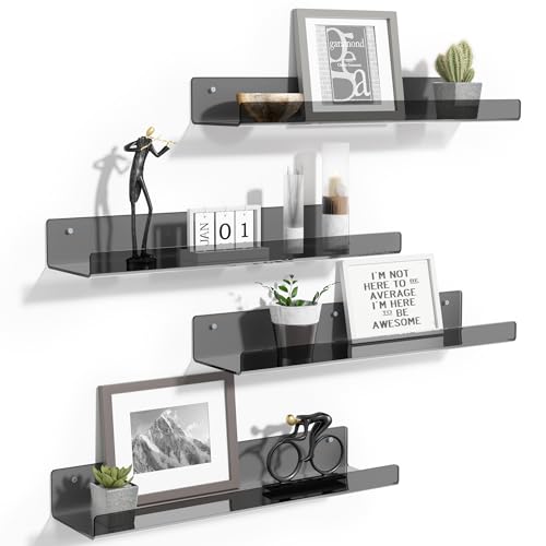 4 Pcs 15" Acrylic Shelves for Wall Decor and Display (4 Count)