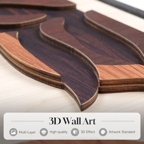 Large Framed 3D Wood Boho Tropical Wall Decor for Living Room (3 Count)