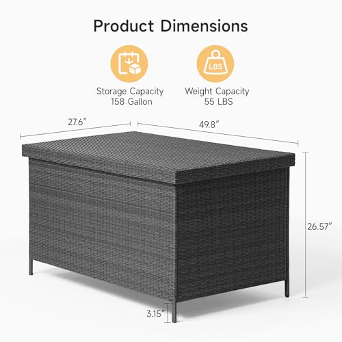 158 Gallon XL Wicker Deck Box