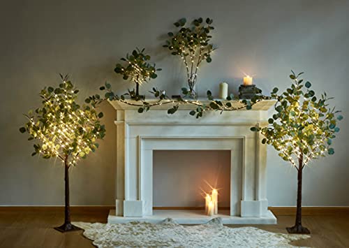 Lighted Eucalyptus Branches 24IN 36 LED with Timer Battery Operated Lit Artificial Greenery for Wedding Party Home Spring Decoration Indoor Outdoor (2 Foot)