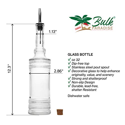 Large Clear Decorative Glass Bottle with Spout and Cork