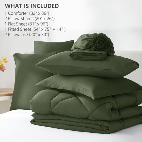 Full Comforter Set 82"x86" Olive Green