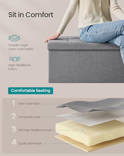 30 Inches Folding Storage Ottoman Bench
