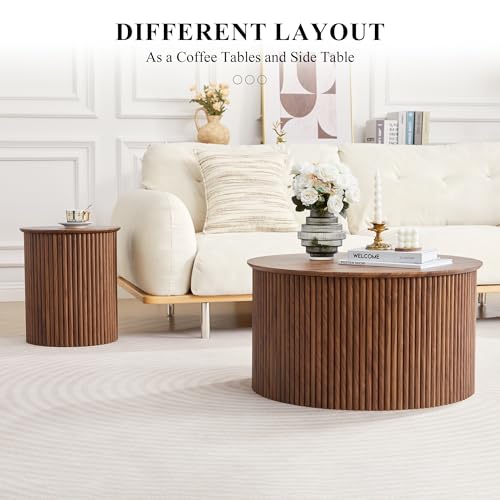 Fluted Round Nesting Coffee Table Set of 2 (2 Count)