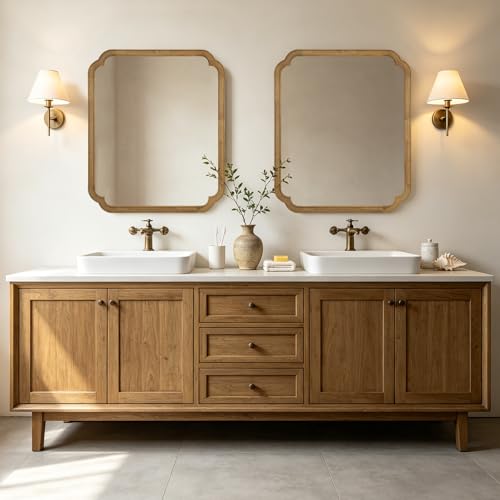 30" x 36" Wood Bathroom Mirror for Wall Mounted