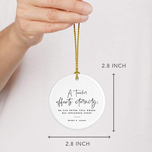 Round Ceramic Porcelain Christmas Tree Ornament for Teacher Thank You Appreciation Gift