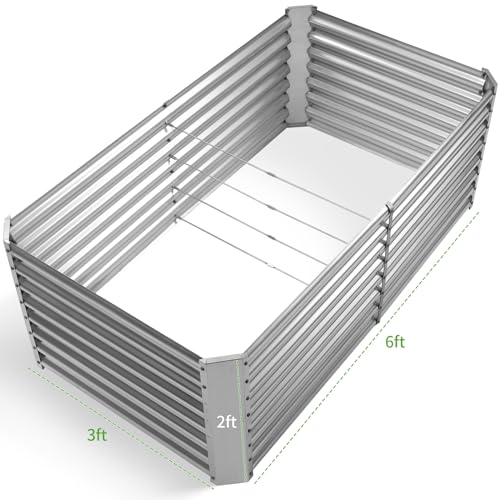 6×3×2 ft Galvanized Metal Raised Garden Bed