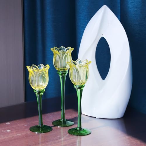Yellow Tulips Candle Holders Set of 3 (3 Count)