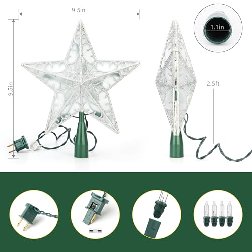 Silver 3D Christmas Star Tree Topper