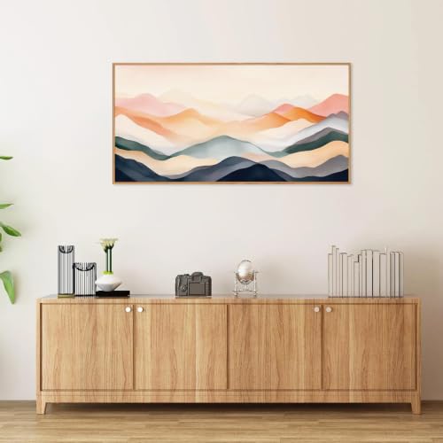 Boho Abstract Mountain Framed Canvas Wall Art
