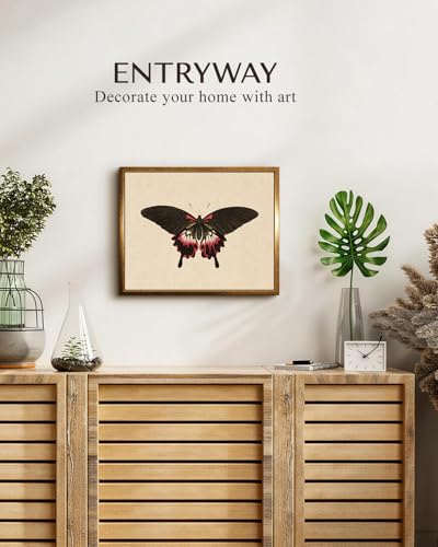Vintage Black Pink Butterfly Framed Halloween Wall Art
