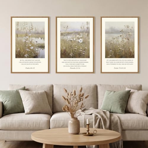 Vintage Christian Bible Verses Framed Canvas Wall Art
