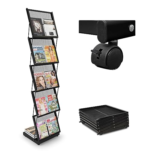 brochure display stand&Foldable Magazine Rack with 5 Pockets for Exhibition and Trade Show