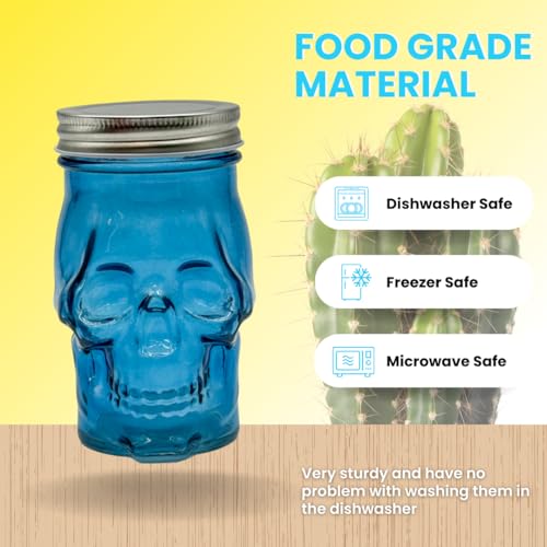 Green Skull Mason Jar Glass Cup with Lid and Straw