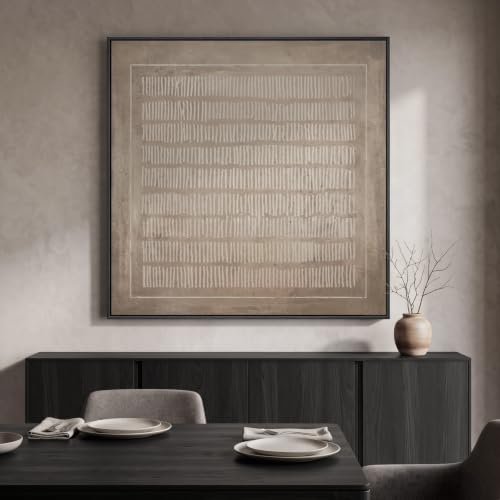 Extra Large Framed Neutral Abstract Line Wall Art for Living Room