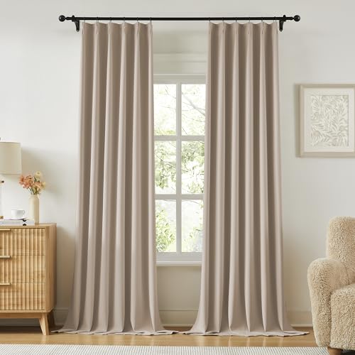 Pinch Pleated 120 Inch Blackout Curtains for Bedroom