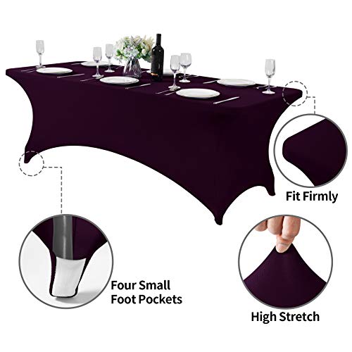 Spandex Table Cover for 8FT or 4ft or 6ft Table Universal Fitted Stretch Tablecloth for Party