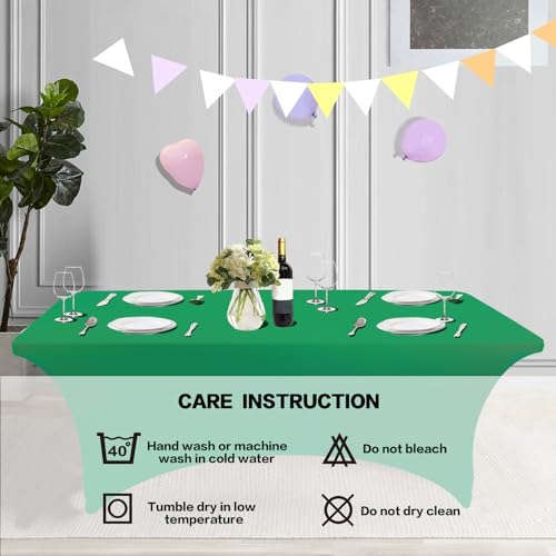 2 Pack 4FT Table Cloth for Rectangular Spandex Emerald Green Cover (2 Count)